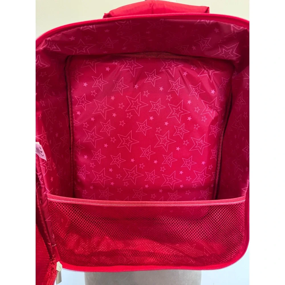 American Girl Pink Glitter Star doll carrier backpack Padded Straps Travel Bag